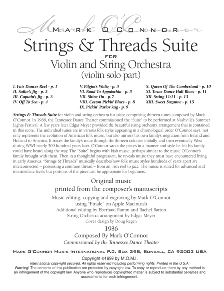 Strings & Threads Suite (violin solo part - for violin and string orchestra) image number null