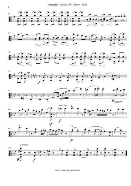 Brahms - Hungarian Dance n.5 in G minor for Piano Quartet