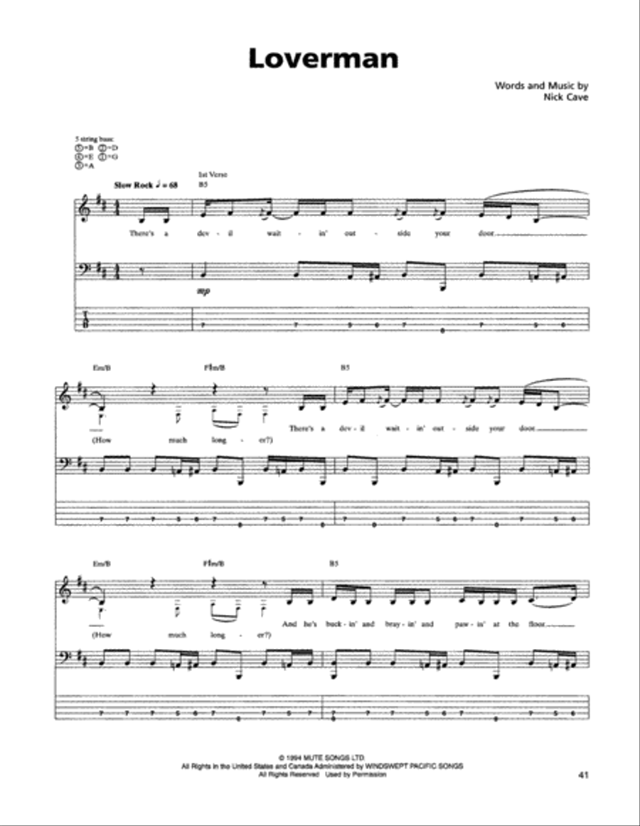 Loverman Guitar Tablature scores gallery preview page 1