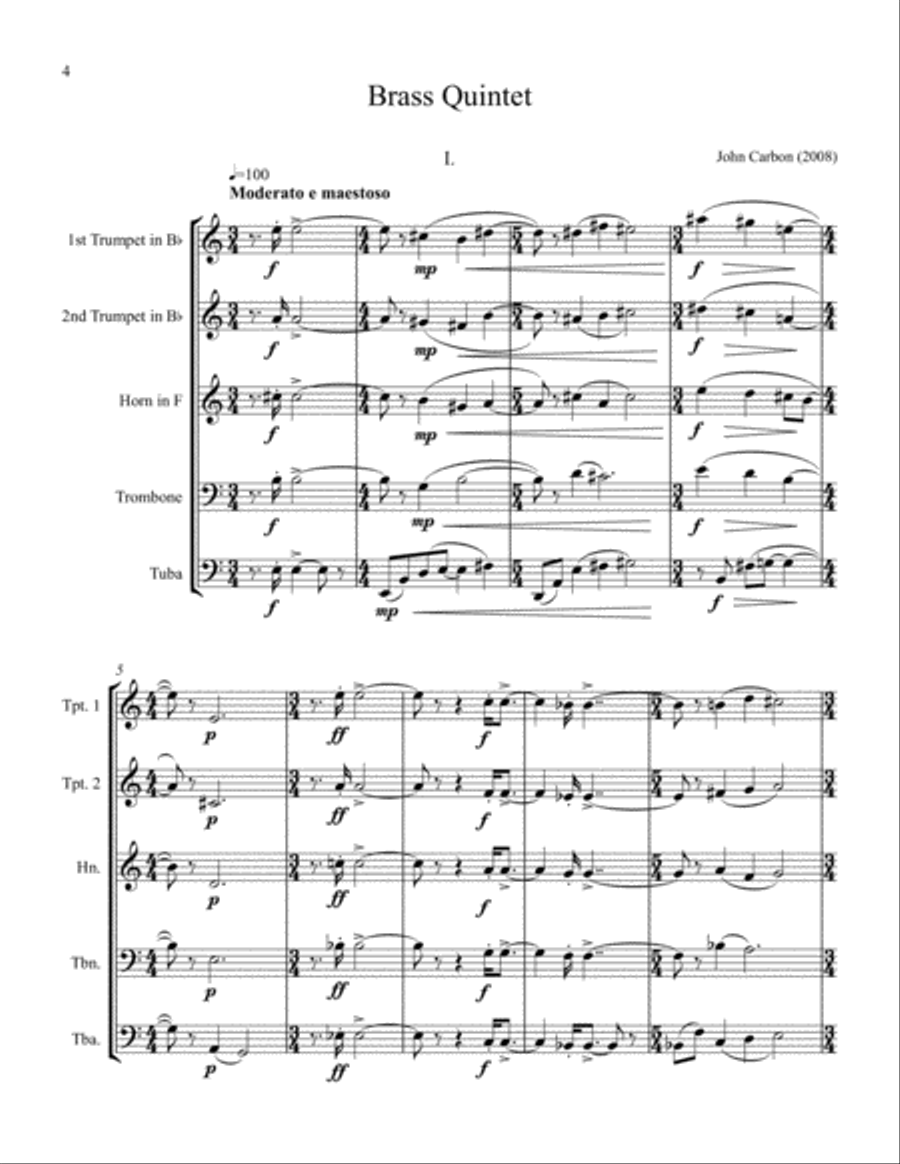 Brass Quintet (score and parts) Brass Quintet scores gallery preview page 5