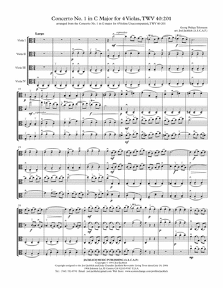 Concerto No. 1 in C Major for Four Violas Unaccompanied, TWV40:201