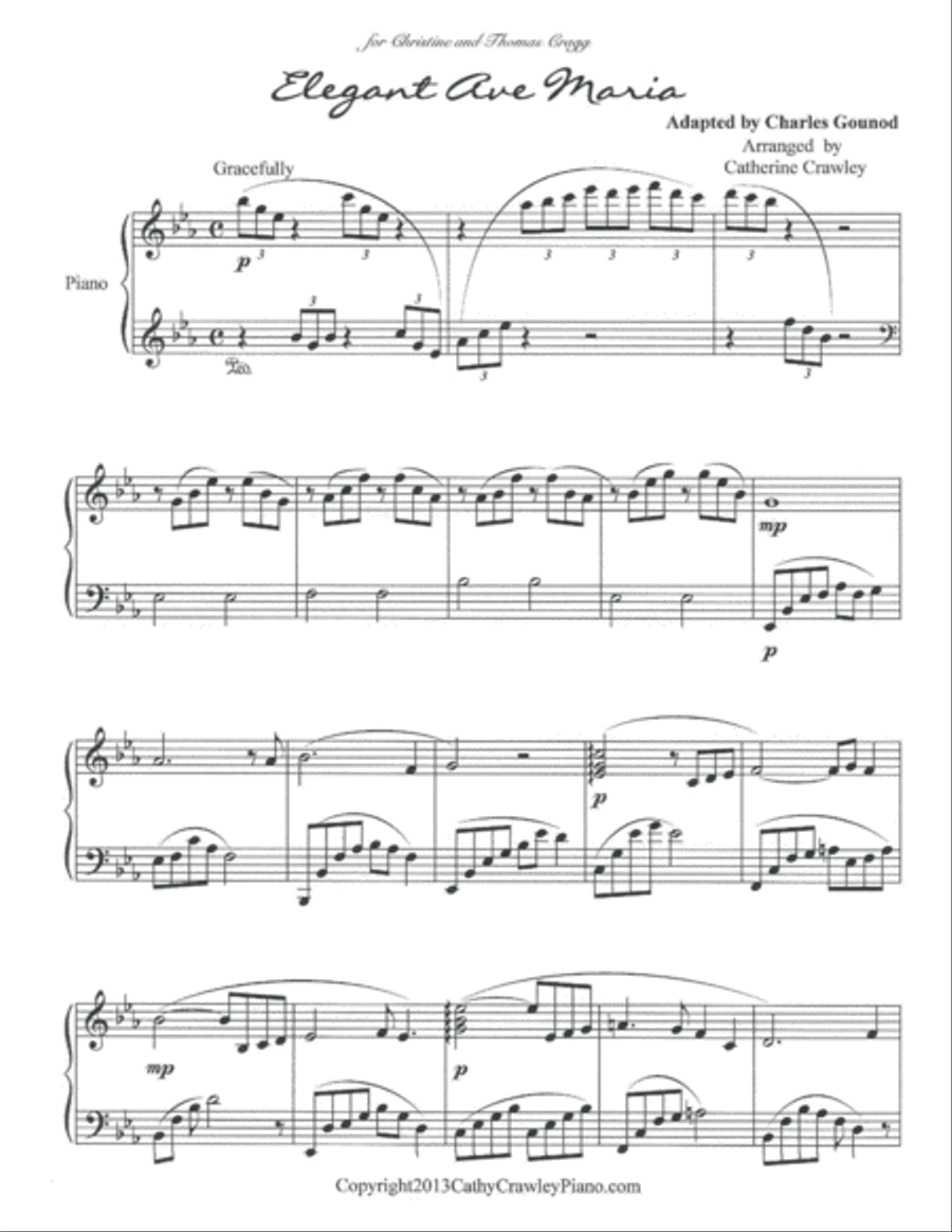 Elegant Ave Maria Piano Solo scores gallery preview page 1