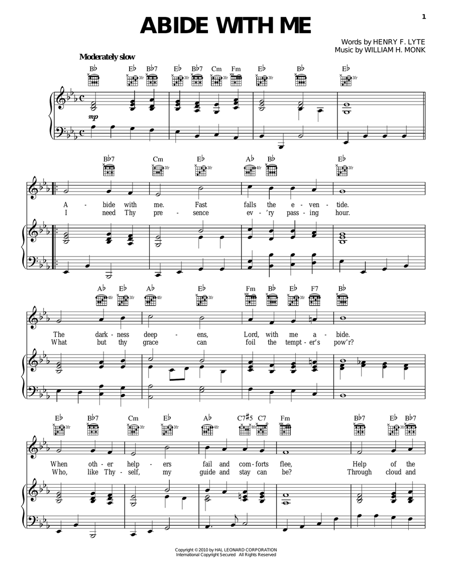 Abide With Me Piano, Vocal, Guitar scores gallery preview page 1
