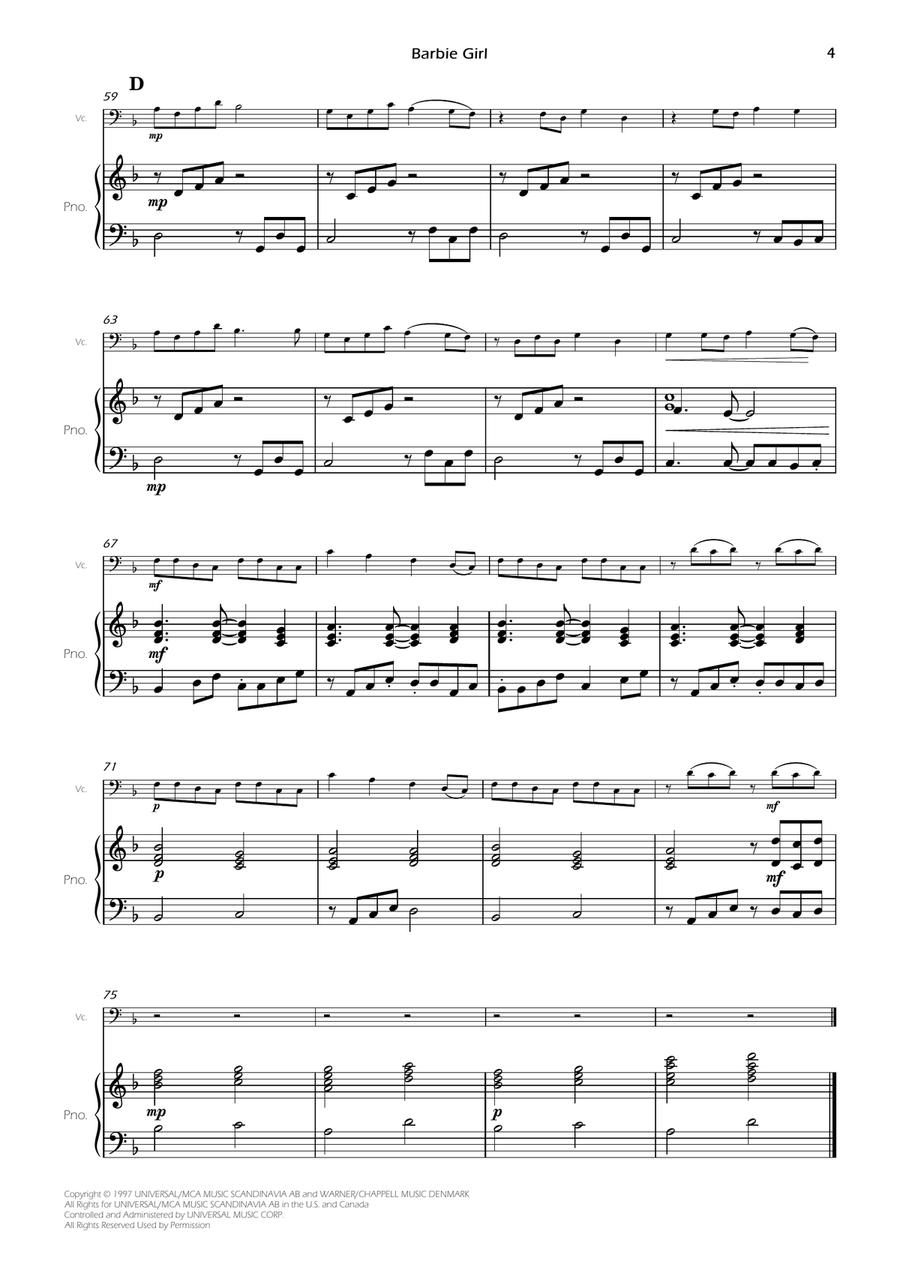 Barbie Girl Piano scores gallery preview page 6