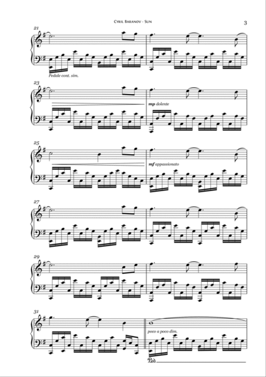 Sun Piano Solo scores gallery preview page 3