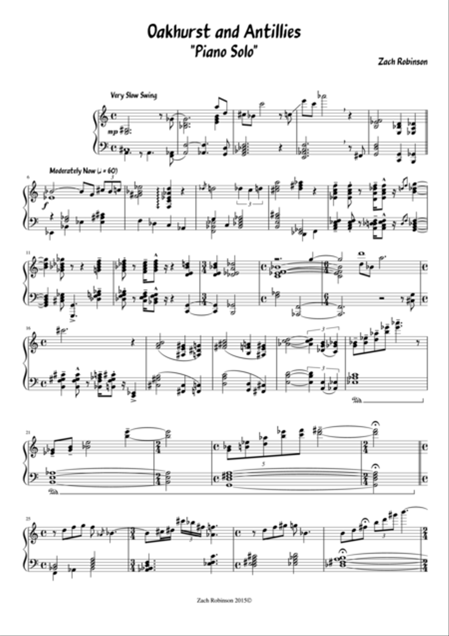Oakhurt and Antillies Piano Solo scores gallery preview page 1