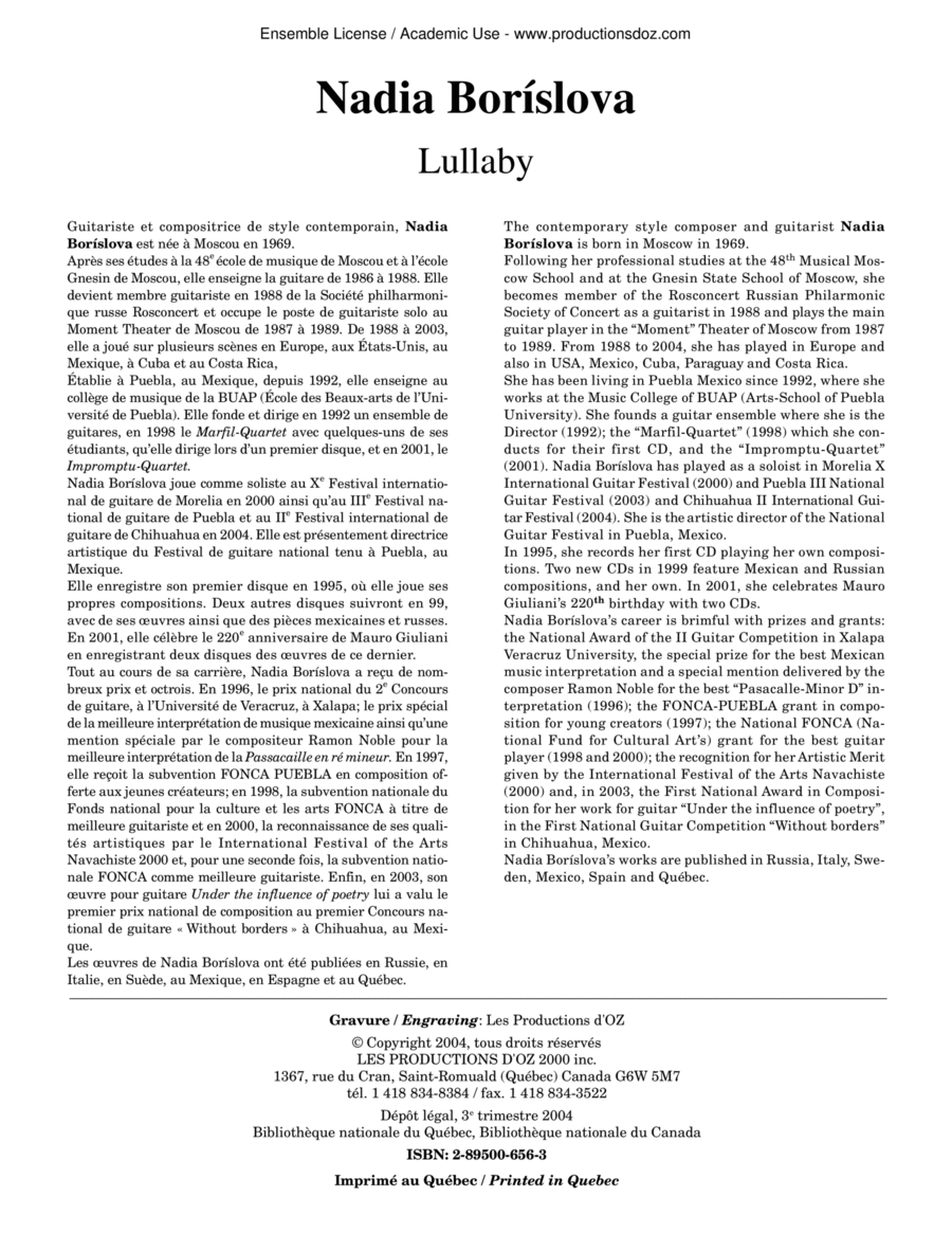 Lullaby Guitar Ensemble scores gallery preview page 1