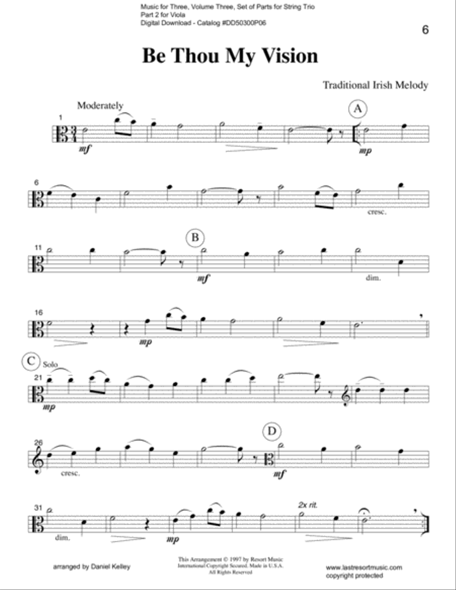 Be Thou My Vision for String Trio (or Wind Trio) Small Ensemble scores gallery preview page 3
