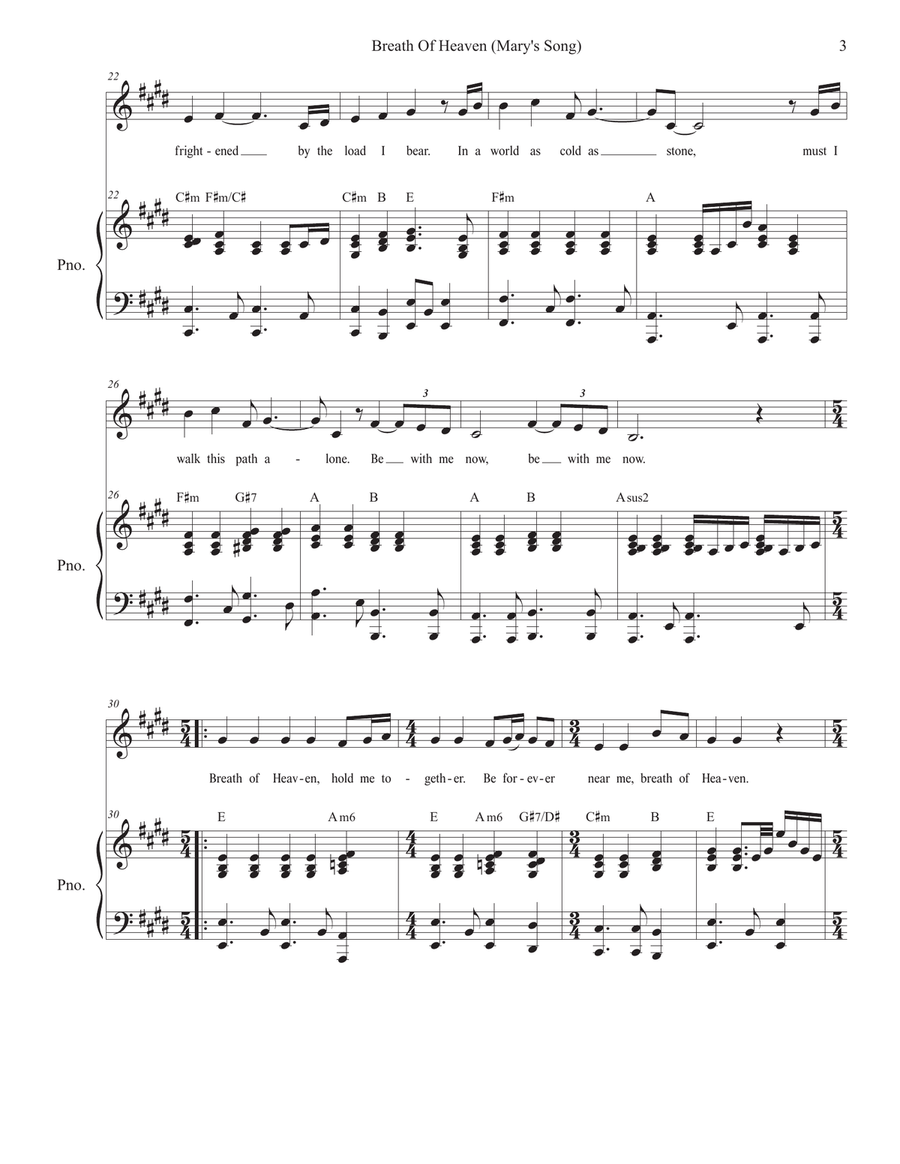 Breath Of Heaven (Mary's Song) Piano, Vocal scores gallery preview page 3