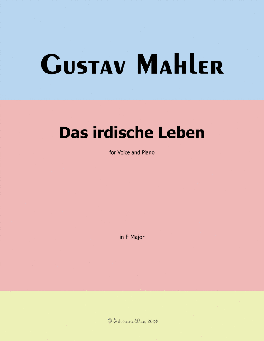 Das irdische Leben, by Mahler, in F Major Piano, Vocal scores gallery preview page 1