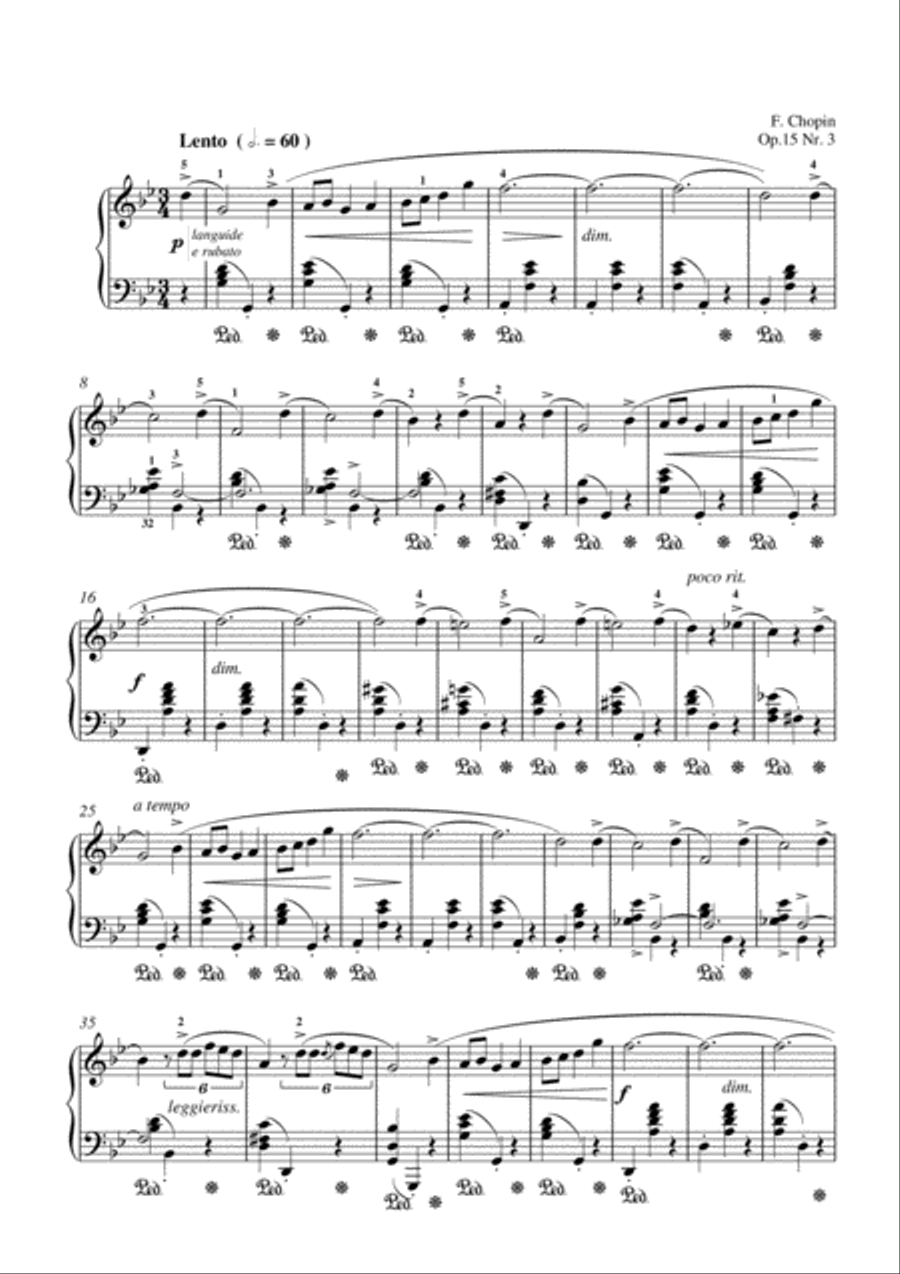 Chopin - Nocturne in G minor, Op. 15, No. 3 Piano Solo scores gallery preview page 2