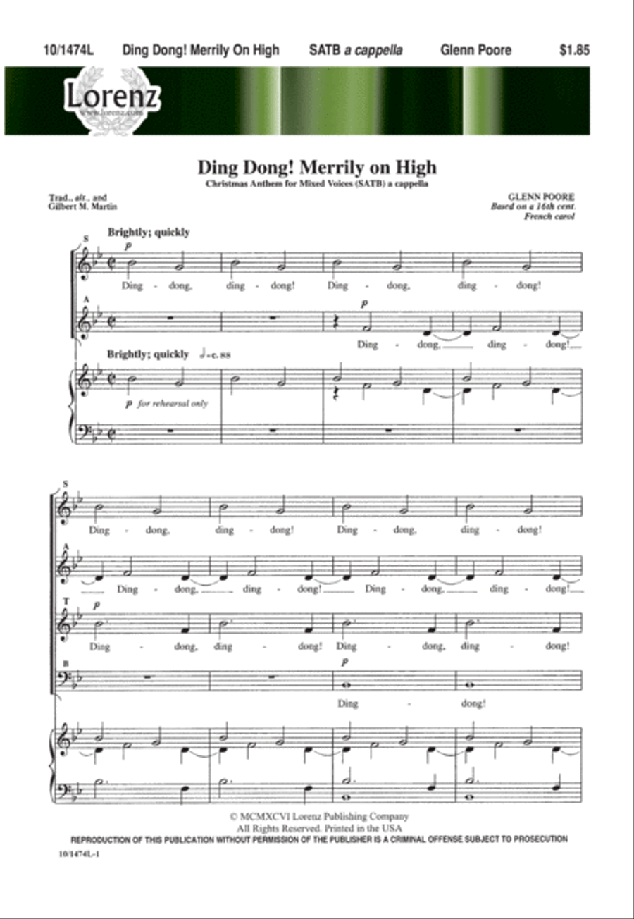 Ding Dong! Merrily on High 4-Part scores gallery preview page 1