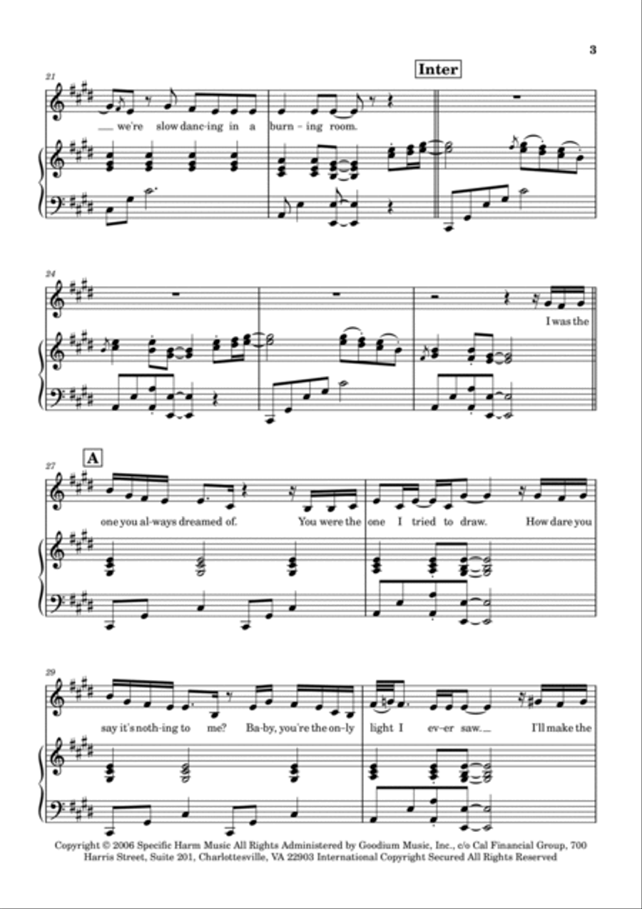 Slow Dancing In A Burning Room Voice scores gallery preview page 3