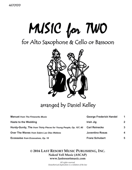Music for Two - Duets for Alto Saxophone & Cello or Bassoon
