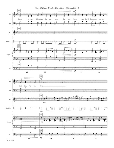 They'll Know We Are Christians - Flute, Bass and Perc. Score/Parts