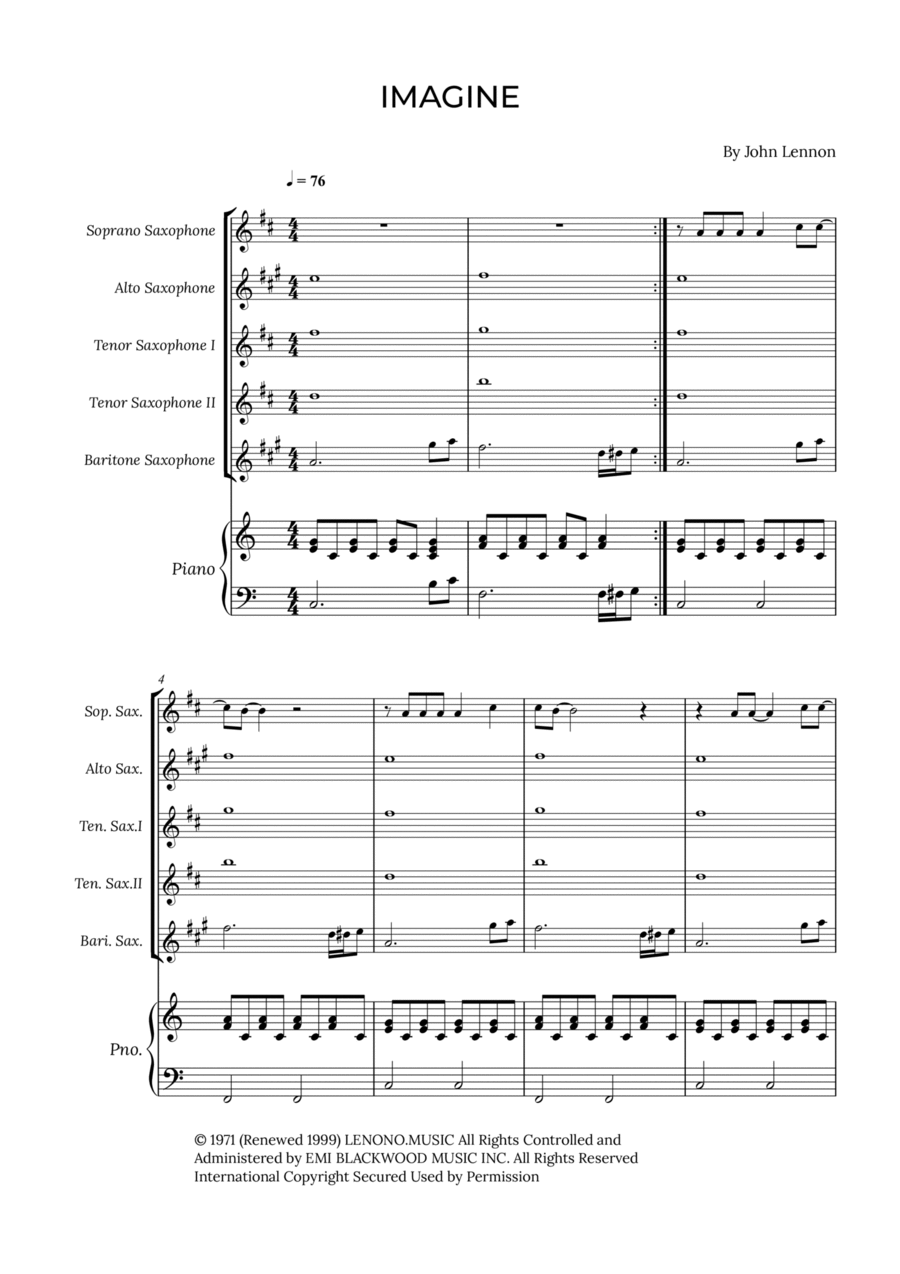 Imagine Saxophone Quintet scores gallery preview page 1