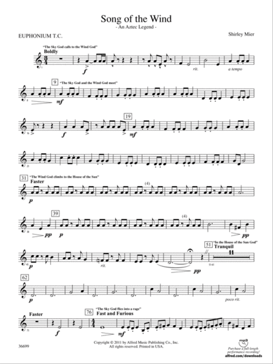 Song of the Wind: (World Part) Baritone T.C. Concert Band scores gallery preview page 1