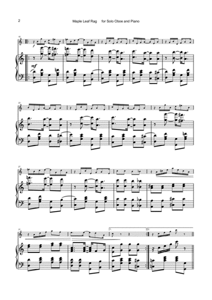 Maple Leaf Rag, by Scott Joplin, for Oboe and Piano