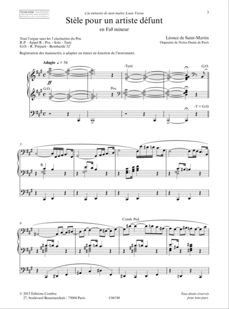 Stele pour un artiste defunt Organ scores gallery preview page 3