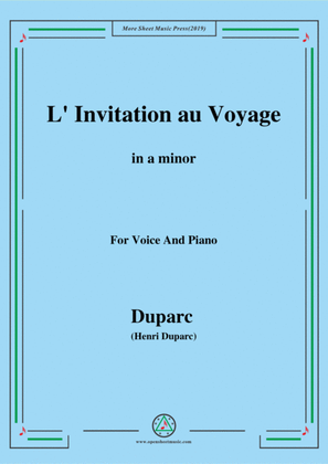 Book cover for Duparc-L'invitation au voyage in a minor,for Voice and Piano