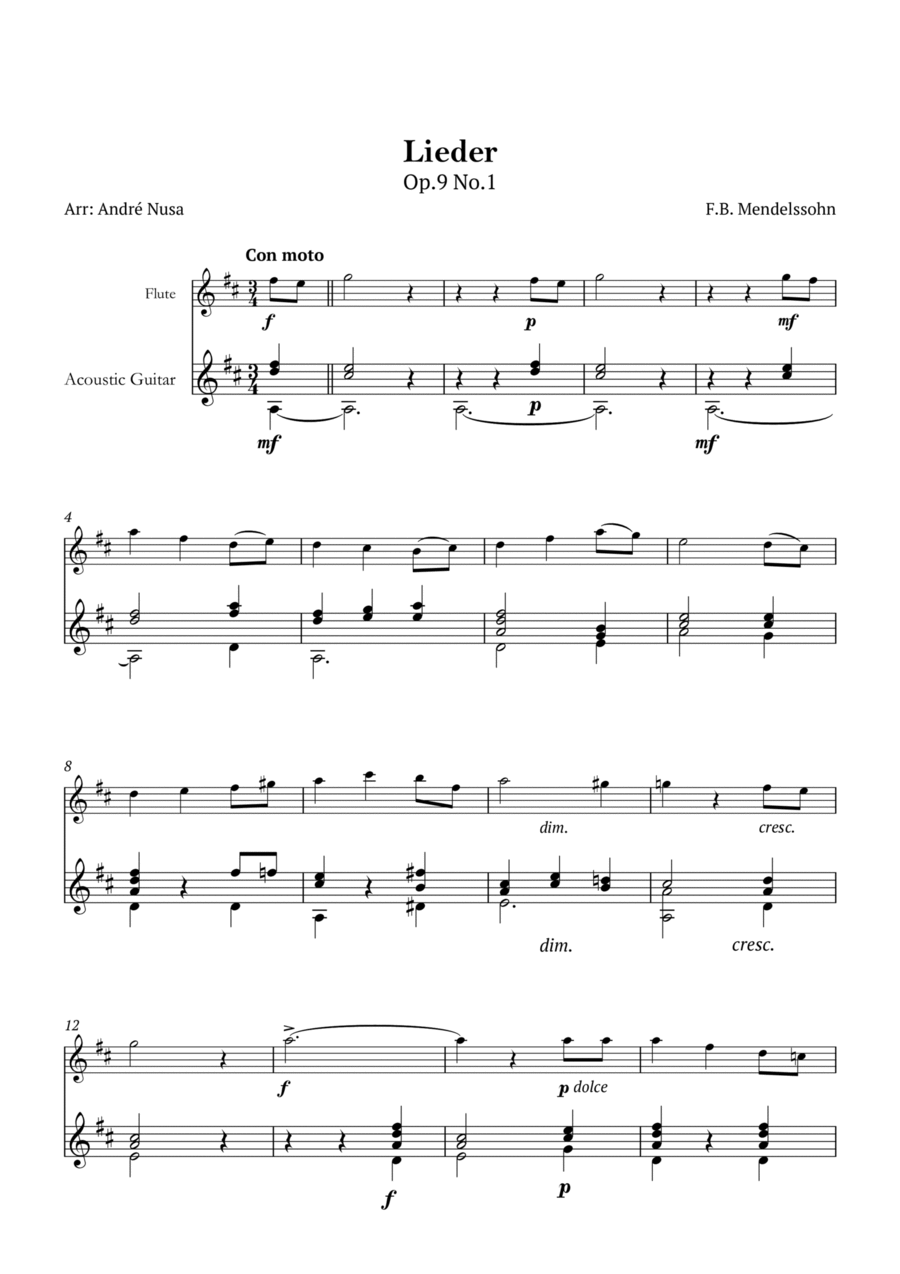 Lieder Op.9 No.1 Chamber Music scores gallery preview page 1