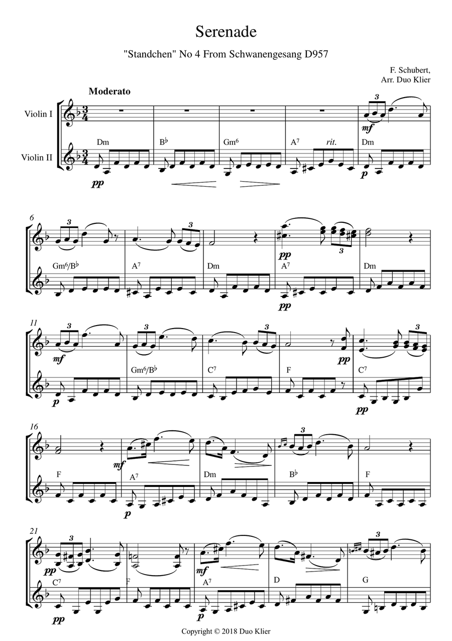 Franz schubert serenade shop violin