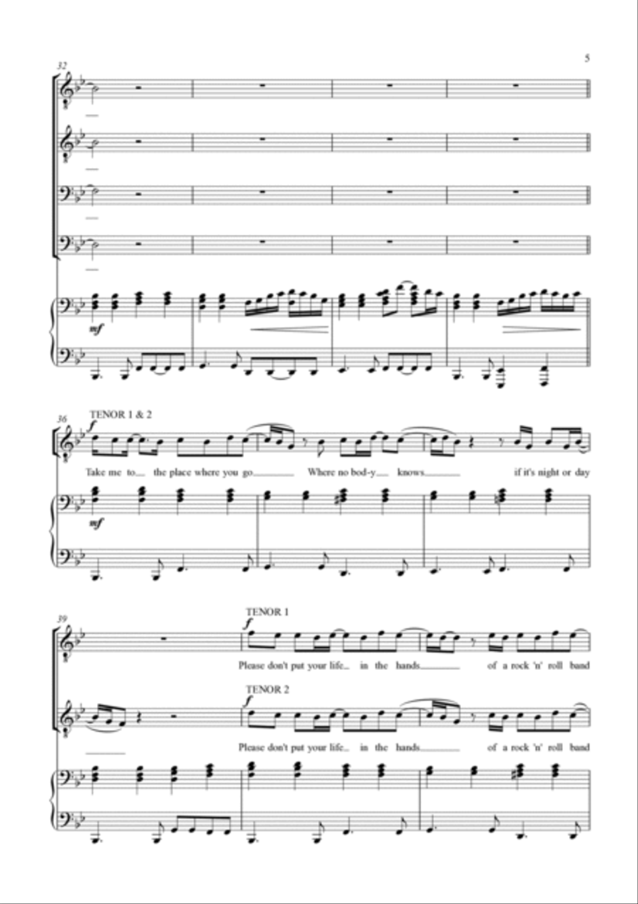 Don't Look Back In Anger TTBB scores gallery preview page 6