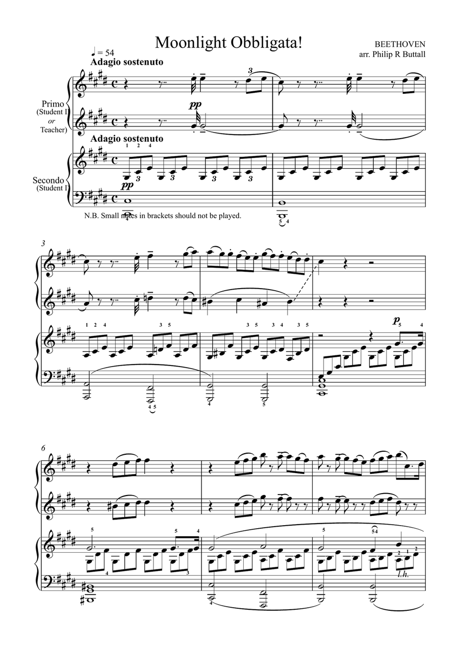 Moonlight Obbligata! (Piano Duet - Four Hands) Piano Duet scores gallery preview page 2