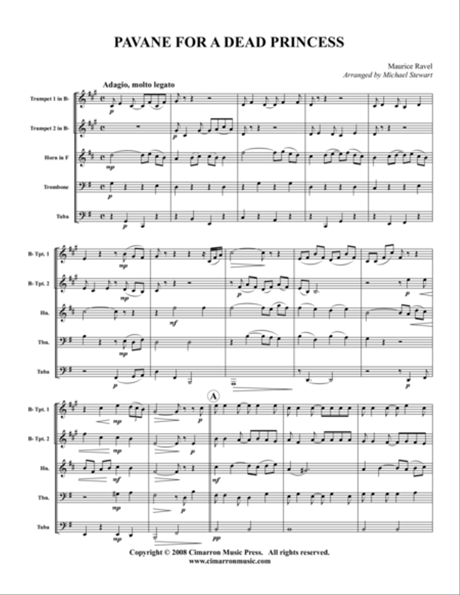Pavane Brass Quintet scores gallery preview page 1