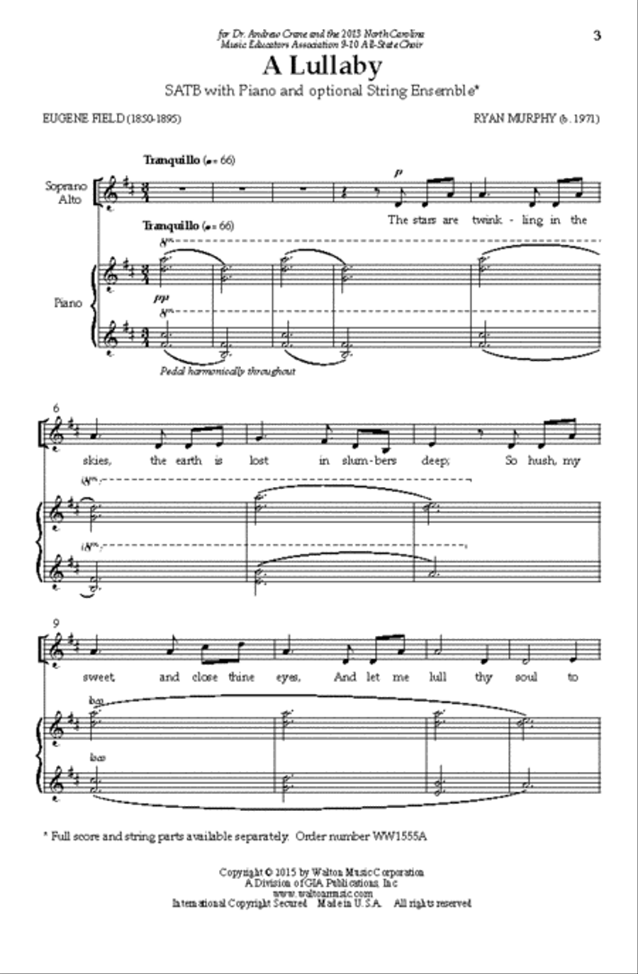 A Lullaby (Vocal Score) Divisi scores gallery preview page 2