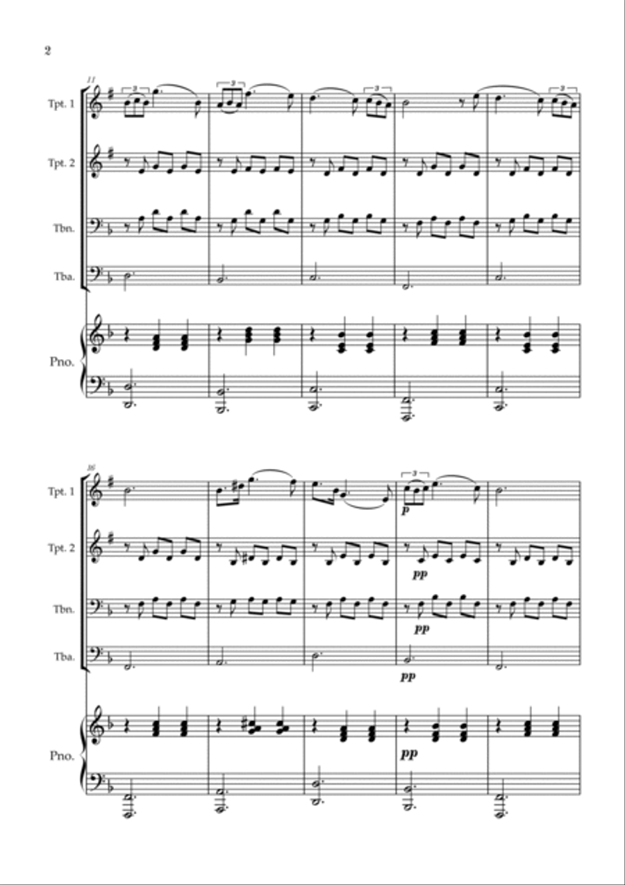 Serenade | Schubert | Brass Quartet | Piano Brass Quartet scores gallery preview page 2