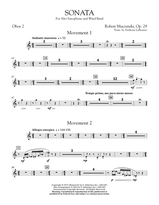 Sonata for Alto Saxophone, Op. 29 - Oboe 2