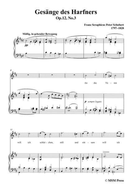 Schubert-An die Türen will ich schleichen Op.12 No.3 in b minor,for voice and piano image number null