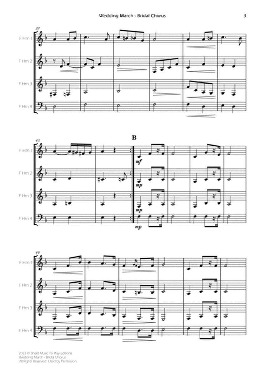 Wedding March (Bridal Chorus) - French Horn Quartet (Full Score and Parts) image number null