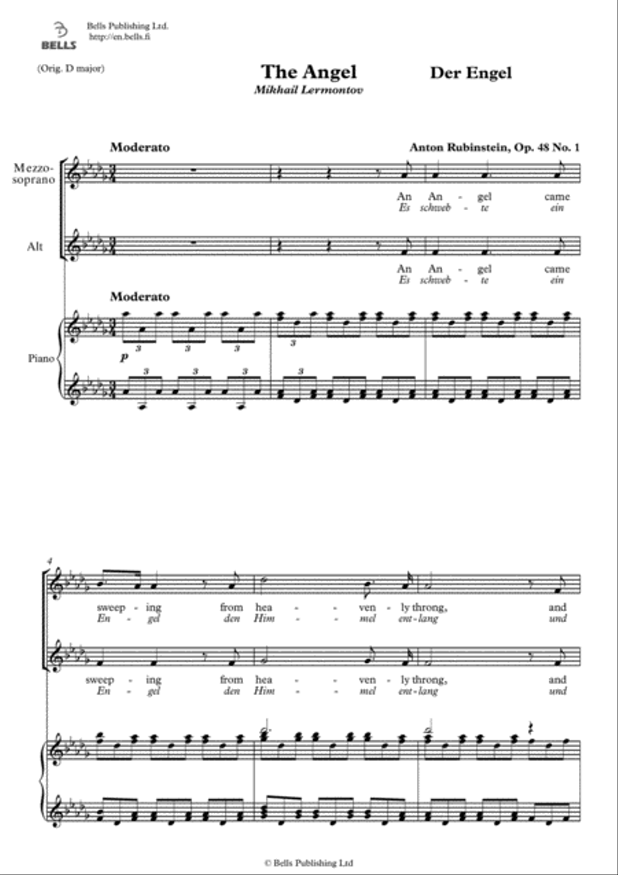 The Angel, Op. 48 No. 1 (D-flat Major) Piano Accompaniment scores gallery preview page 1