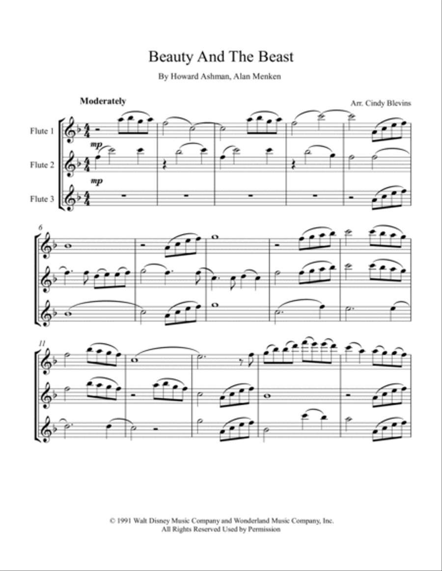 Beauty And The Beast Flute Trio scores gallery preview page 2