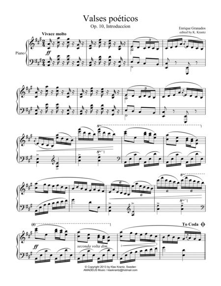 Valses poeticos Op. 10, (complete) for piano solo image number null