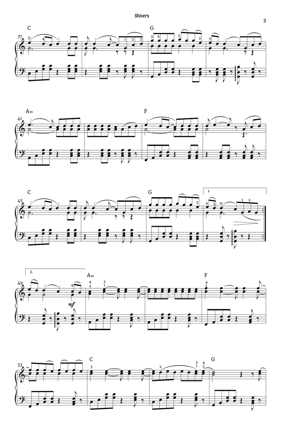 Shivers Piano Solo scores gallery preview page 3