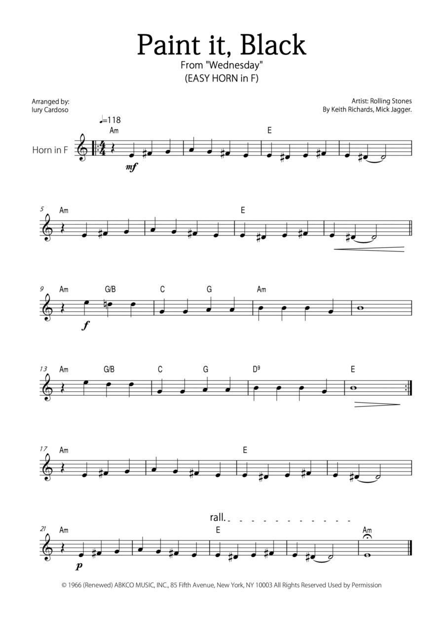 Paint It, Black Horn Solo scores gallery preview page 1
