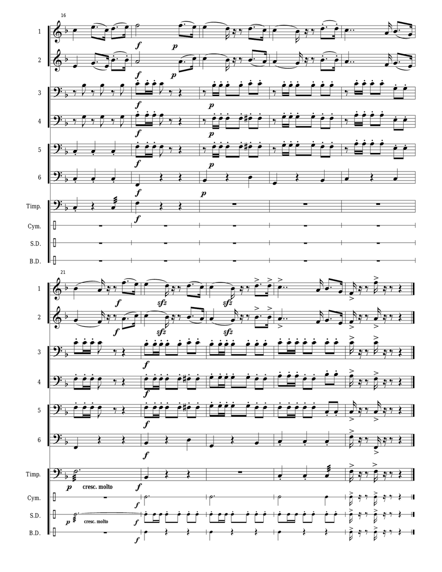 Greece (and Cyprus) National Anthem: Ýmnos eis tîn Eleutherían (Hymn to Freedom) Large Ensemble scores gallery preview page 6