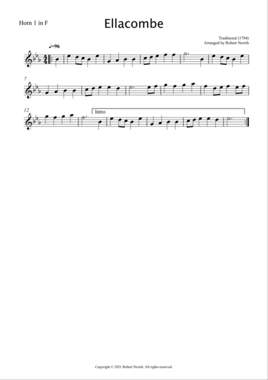 Ellacombe (Hymn Tune) for Horn Quartet French Horn Quartet scores gallery preview page 2