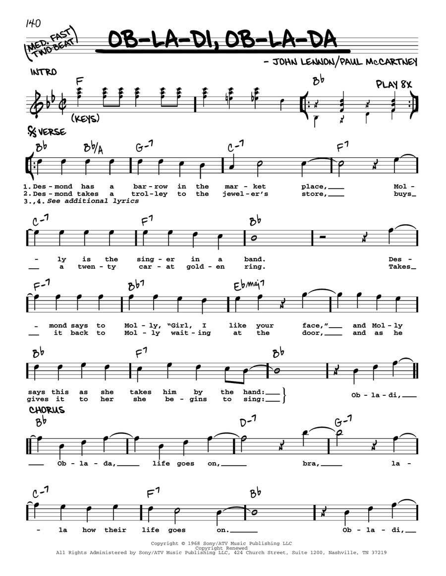 Ob-La-Di, Ob-La-Da [Jazz version] Voice scores gallery preview page 1