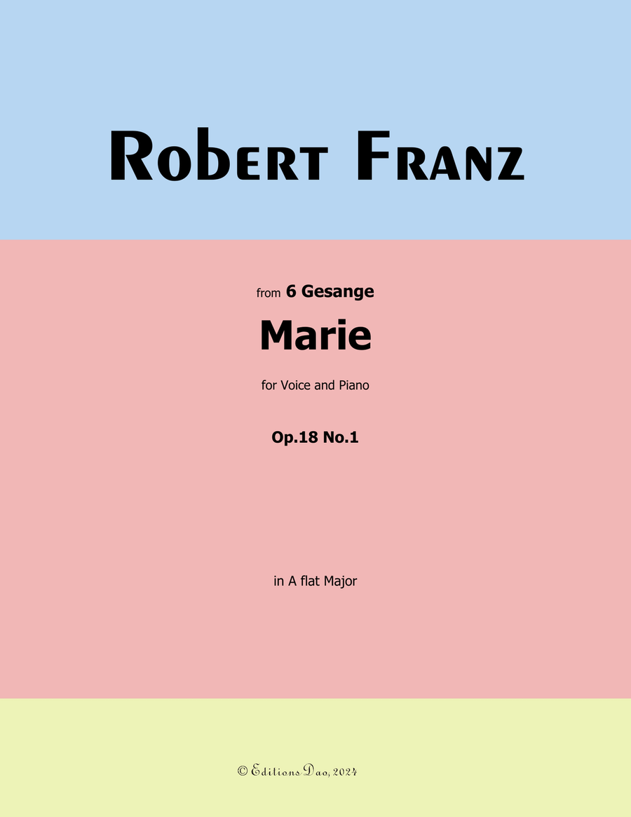 Marie, by Robert Franz, in A flat Major Voice scores gallery preview page 1