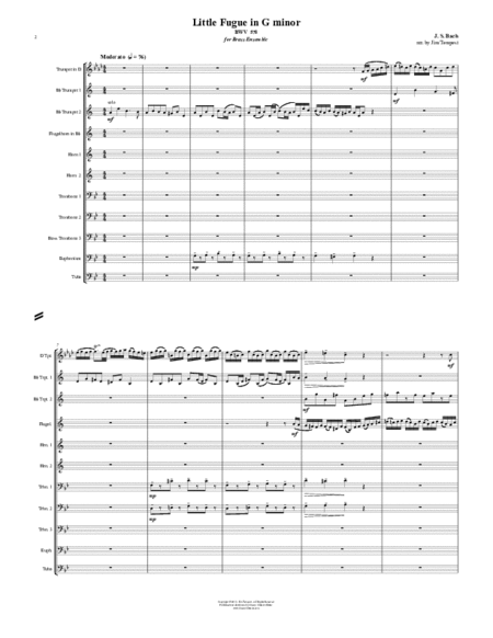 Little Fugue in G minor for 11-part Brass Ensemble