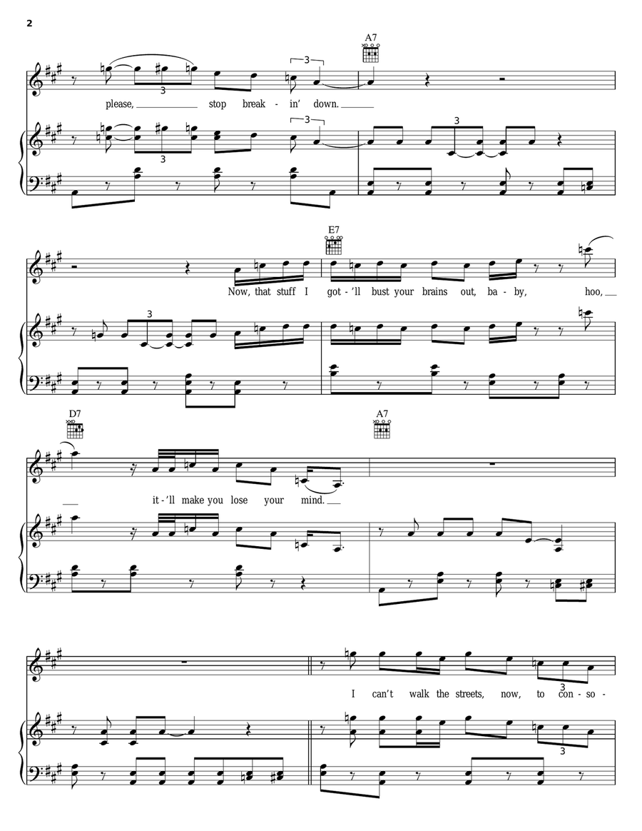 Stop Breakin' Down Blues Piano, Vocal, Guitar scores gallery preview page 2