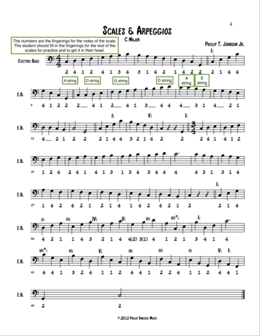 Bass Etudes: Major Scales & Arpeggios Bass Guitar scores gallery preview page 4