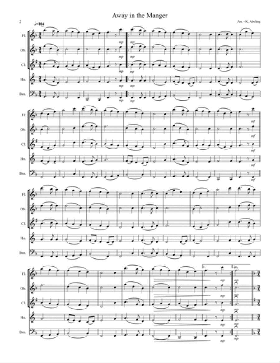 20 Traditional Christmas Carols Volume I (for Woodwind Quintet) Woodwind Quintet scores gallery preview page 3