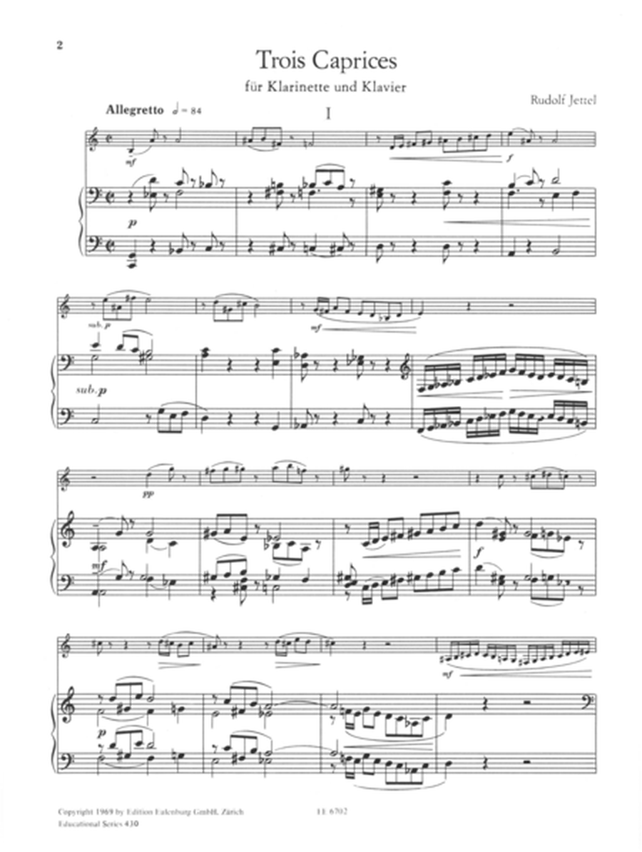 Trois caprices for clarinet and piano
