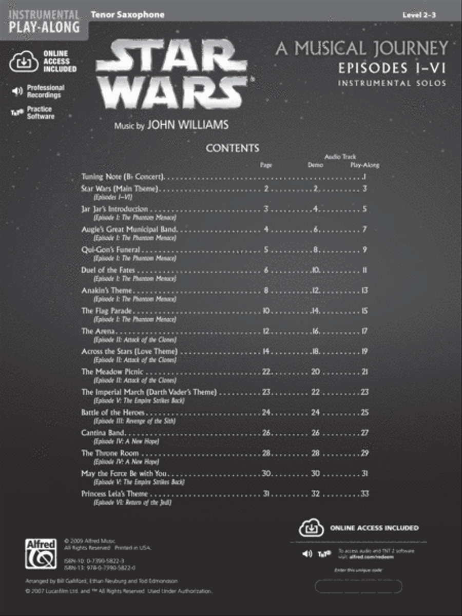 Star Wars I-VI Instrumental Solos - Tenor Saxophone image number null