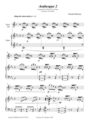 Book cover for Debussy: Arabesque 2 for Tenor Sax & Piano